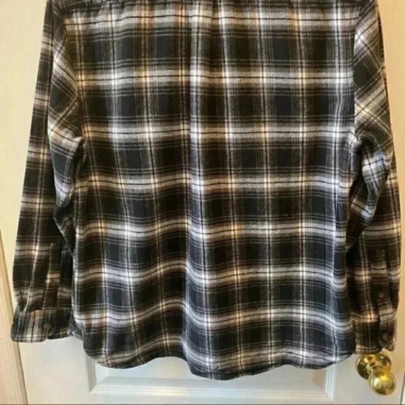 Jachs Mens Flannel Shirt Button Front Long Sleeves Plaid Black White Medium - Picture 8 of 16